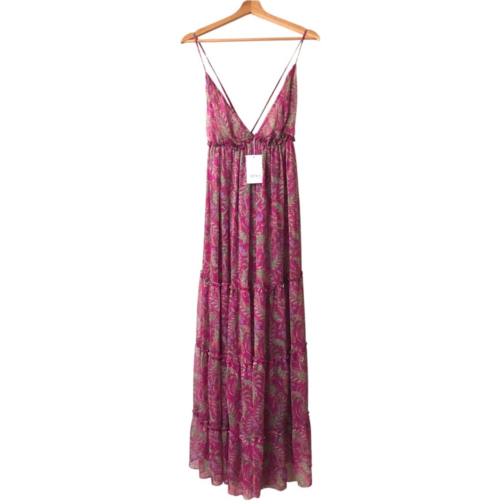 MISA Los Ángeles Lia Dress Fuchsia Paisley Chiffon NWT - Picture 4 of 10